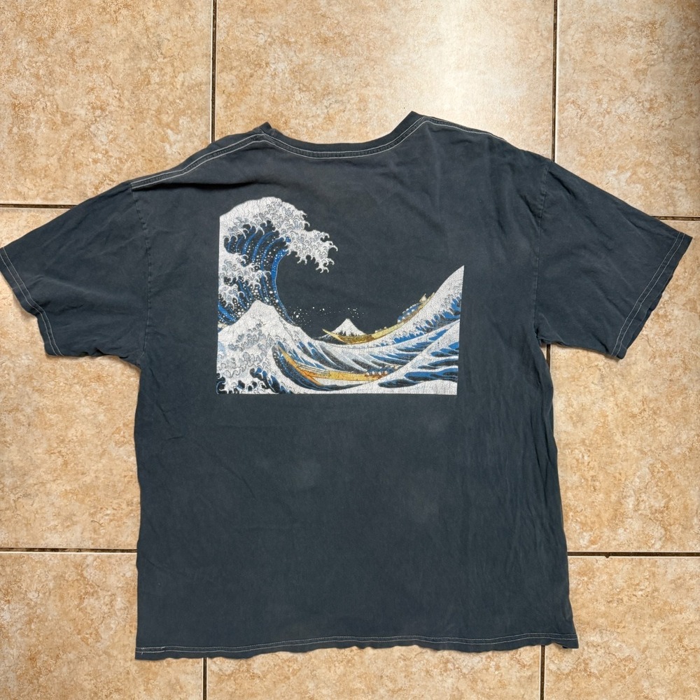 Graphic Short Sleeve Tee - Black with Wave Print